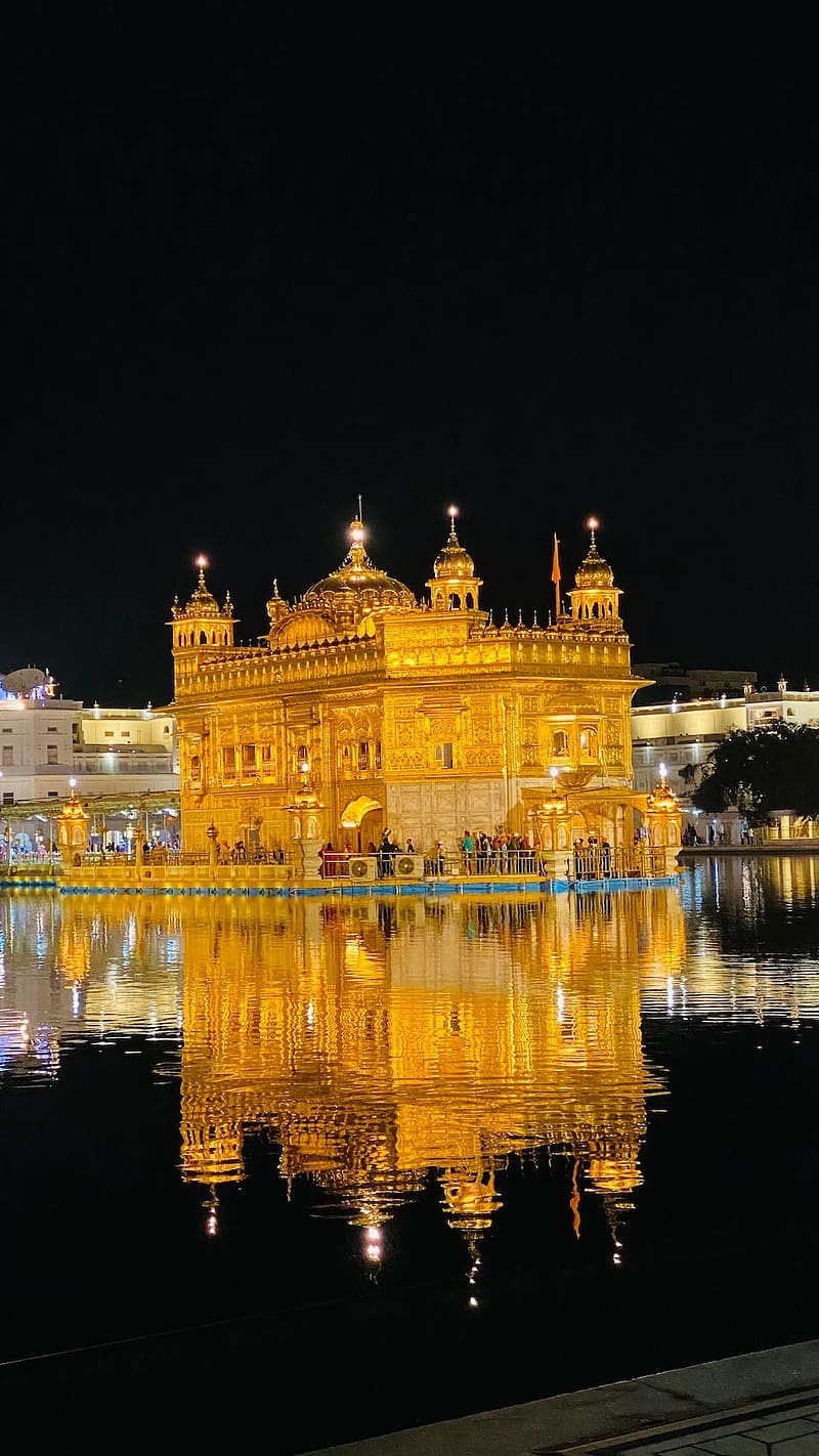 Golden Temple, Water Reflection, pilgrim, gurdwara, HD phone wallpaper