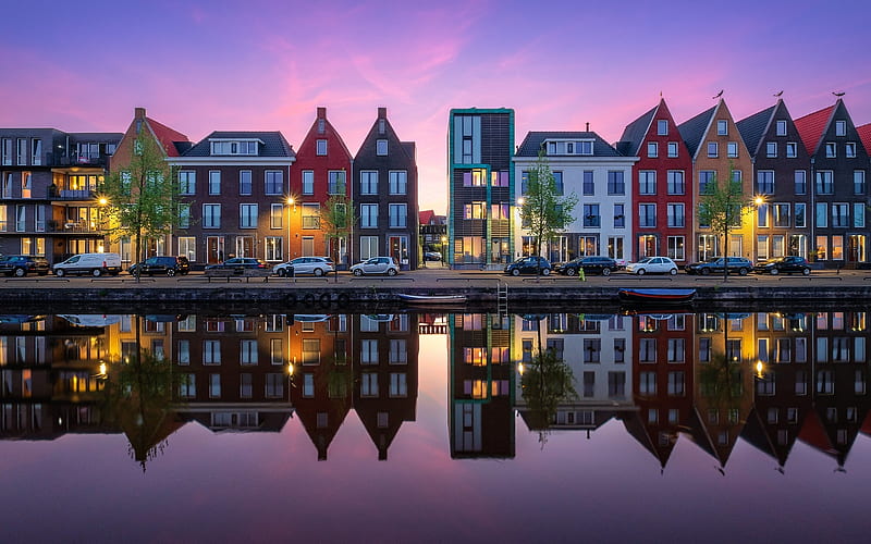 Amsterdam, Netherlands, morning, Amsterdam, Netherlands, houses, canal, HD wallpaper