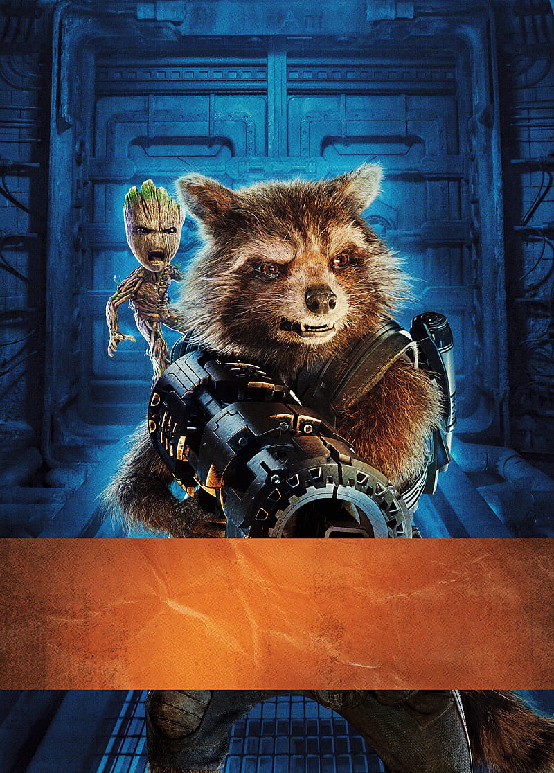 Rocket and groot, avengers, galaxy, guardians, marvel, HD phone wallpaper