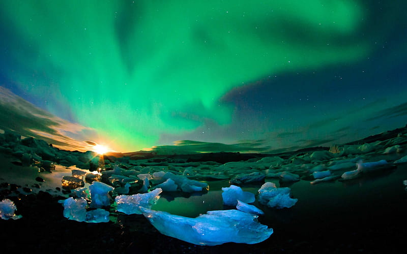 Iceland northern lights sky-Nature, HD wallpaper
