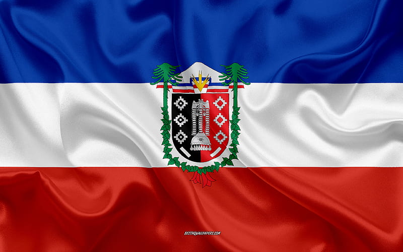 Flag of Araucania Region silk flag, Chilean Administrative Region, silk texture, Araucania Region, Chile, South America, Araucania flag, HD wallpaper
