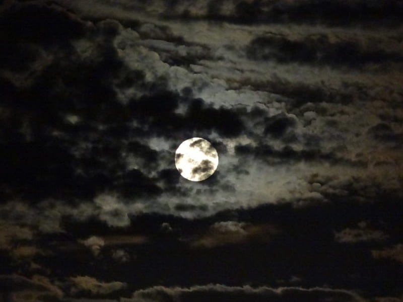 Cloudy Moonlit Night, moon, blue moon, neil armstrong, clouds, sky, HD wallpaper
