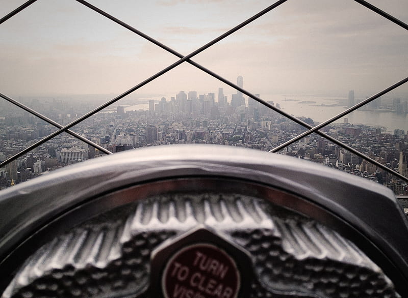 A viewfinder at the top of the Empire State Building in New York City, HD wallpaper