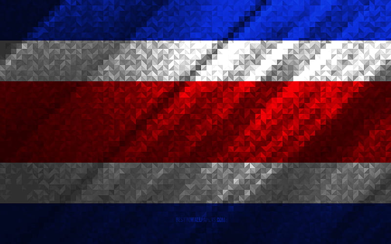 Flag of Costa Rica, multicolored abstraction, Costa Rica mosaic flag, Costa Rica, mosaic art, Costa Rica flag, HD wallpaper