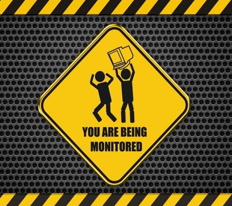 Monitored, actin, beware, caution, cool, funny, new, sign, HD wallpaper