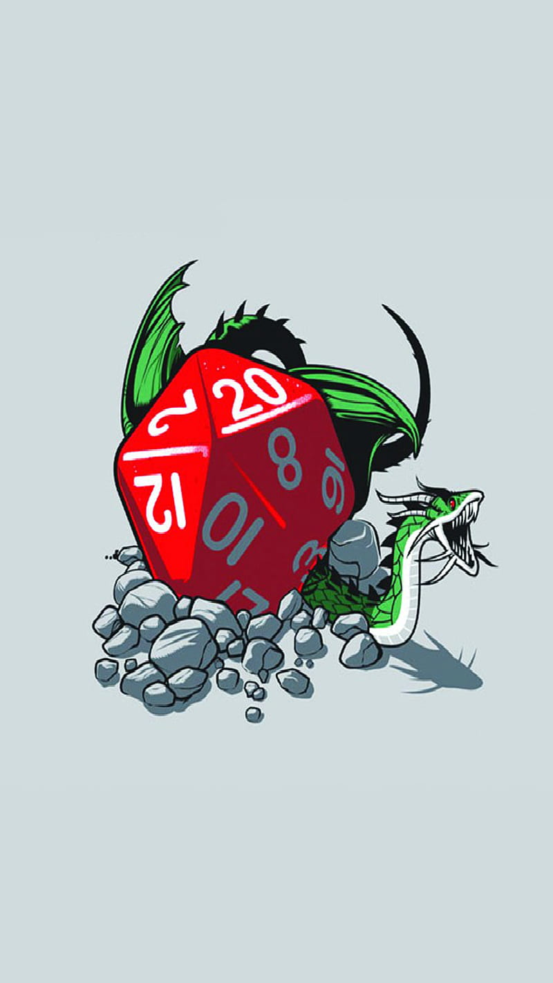Dice and Dragon, d20, dungeons and dragons, tabletop, HD phone wallpaper