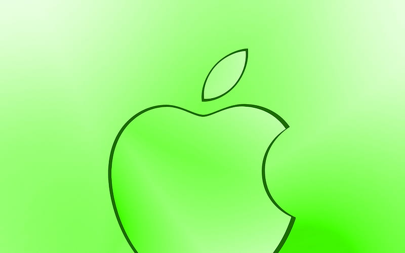 Apple green logo, creative, green blurred background, minimal, Apple logo, artwork, Apple, HD wallpaper