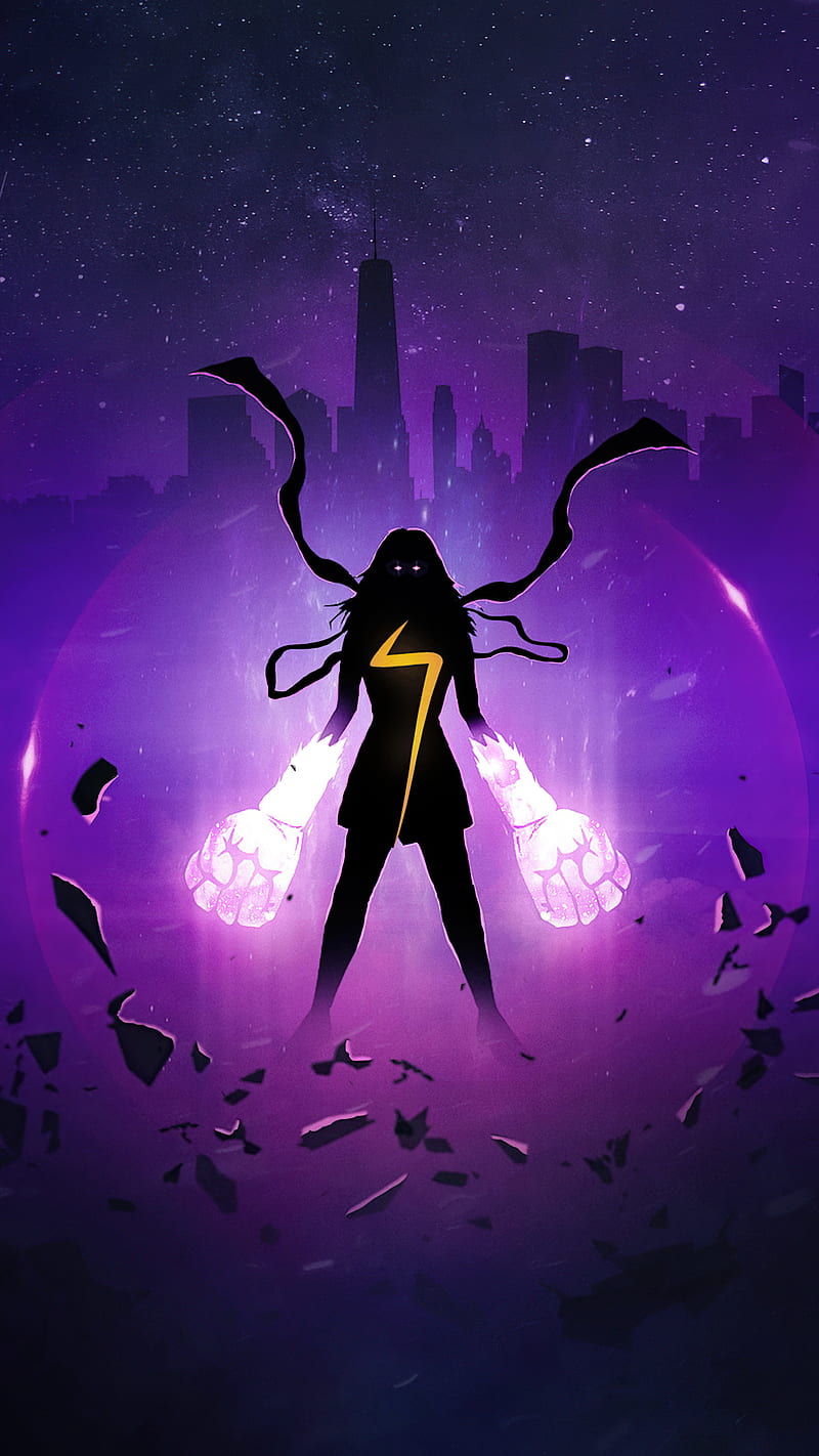 Ms. Marvel, fan made poster, artwork, silhouette, 2022, HD phone wallpaper