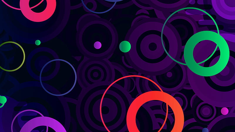 Colorful Circles Geometric Shapes Purple Abstraction Abstract, HD wallpaper