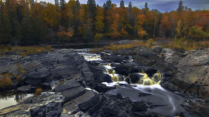 Jay Cooke State Park near Duluth, Minnesota, river, fall, landscape, cascades, trees, colors, forest, usa, HD wallpaper