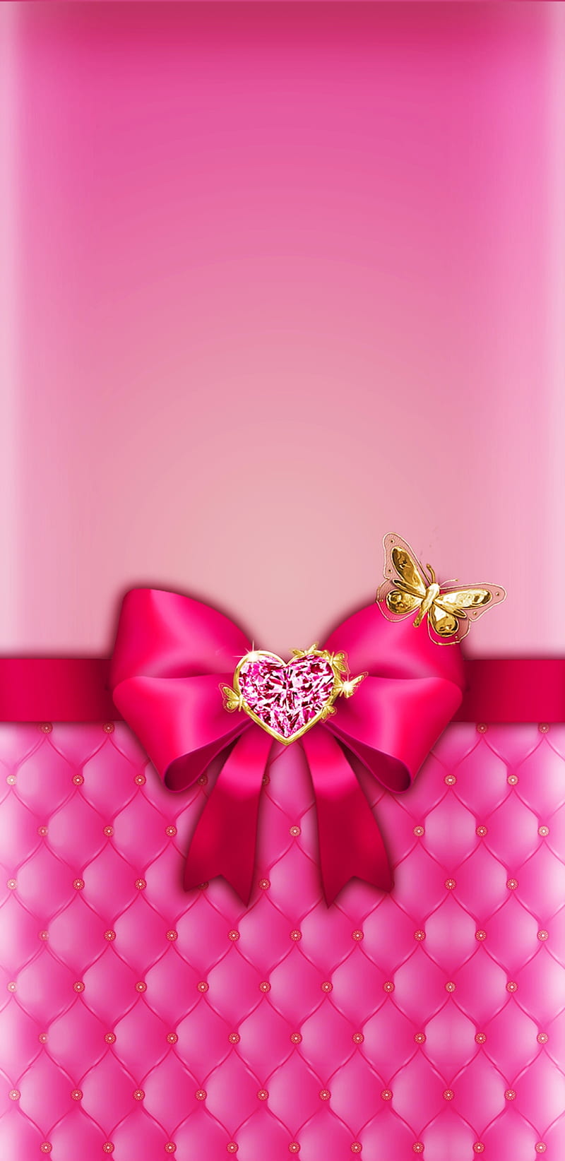 SuperPinkBow, pink, bow, diamond, butterfly, padded, bonito, pretty, girly, HD phone wallpaper