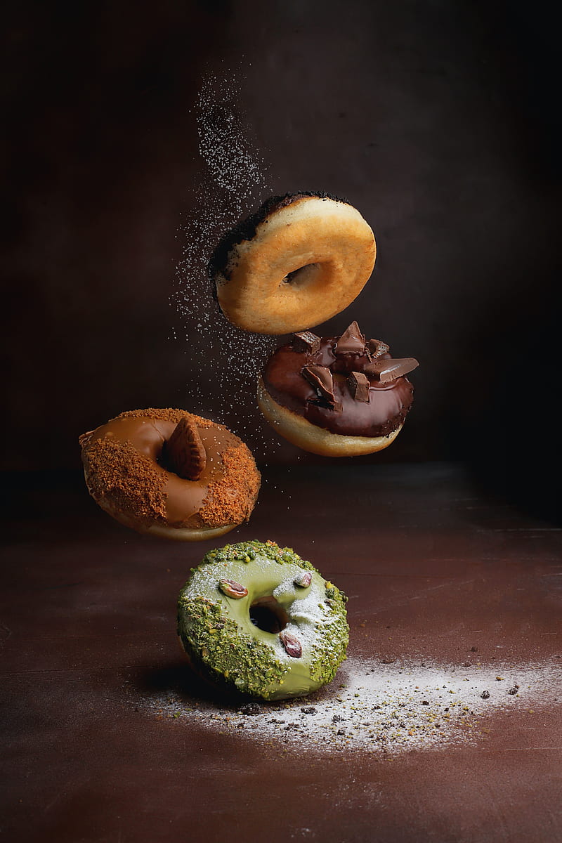 donuts, glaze, sprinkles, chocolate, dessert, HD phone wallpaper