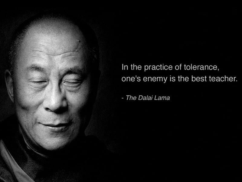 Practice of tolerance, dalai lama, enemy, life, quote, tolerance, statement, HD wallpaper