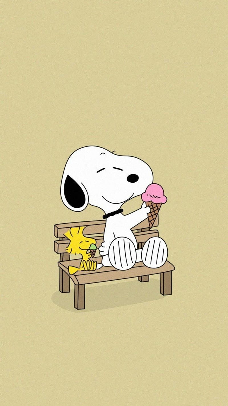 Snoopy, ice cream, summer, woodstock, HD phone wallpaper