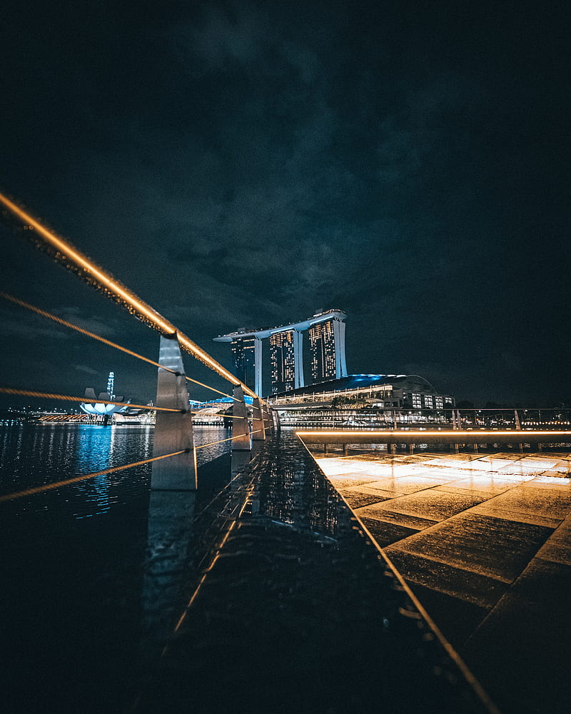 night city, road, bridge, HD phone wallpaper