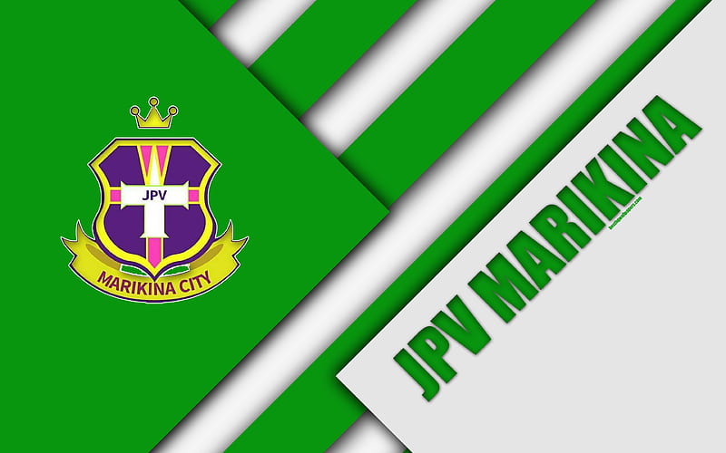 JPV Marikina FC Philippine Football Club, logo, green white abstraction, material design, emblem, Philippines Football League, Marikina, Philippines, PFL, JP Voltes FC, Manila All-Japan Football Club, HD wallpaper