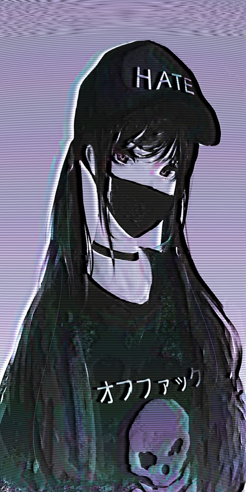 Anime Girl, egirl, glitch, goth, purple, sad, HD phone wallpaper | Peakpx