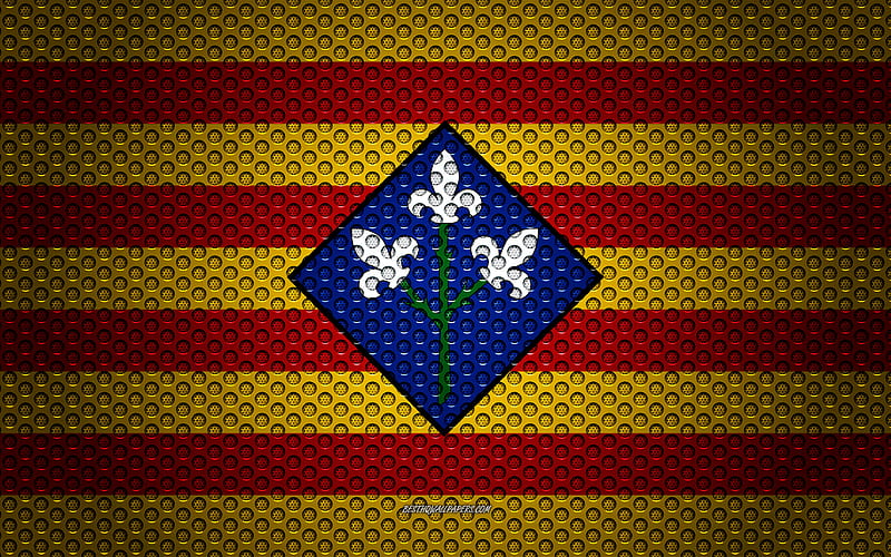 Flag of Lleida creative art, metal mesh texture, Lleida flag, national symbol, provinces of Spain, Lleida, Spain, Europe, HD wallpaper