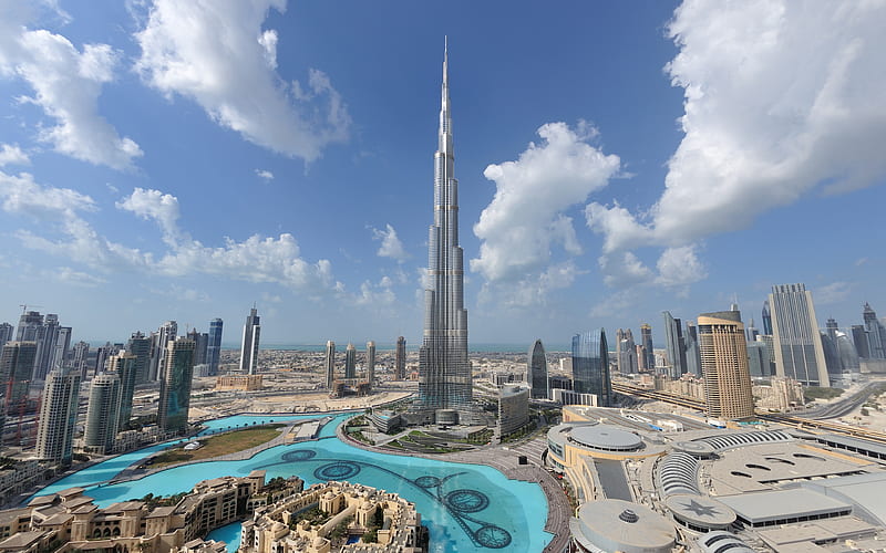 Burj Khalifa, panorama, modern buildings, cityscapes, UAE, skyscrapers, Dubai, HD wallpaper
