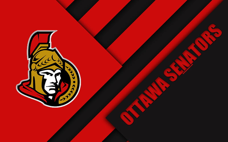 Ottawa Senators, NHL material design, logo, red black abstraction, lines, hockey club, Ottawa, Canada, USA, National Hockey League, HD wallpaper