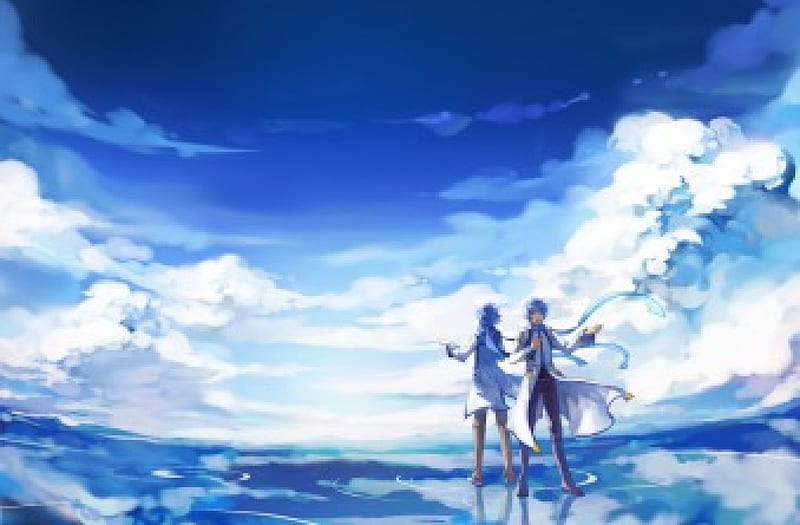 Kaito, vocaloid, water, anime, sky, HD wallpaper
