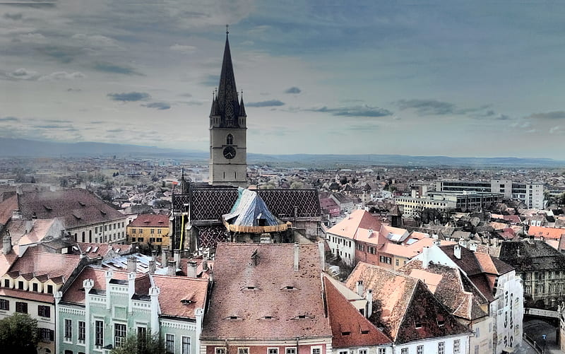 Medieval City Sibiu, bonito, city, day, landscape, medieval, old, square, HD wallpaper