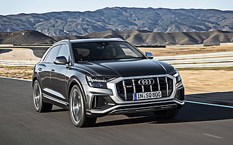 2020, Audi SQ8 exterior, front view, luxury sports SUV, new gray SQ8, german cars, Audi, HD wallpaper