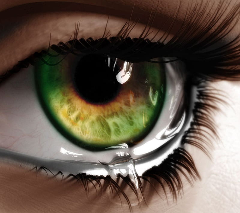 teardrop, amour, awesome, clear, eye, green, love, sadness, HD wallpaper