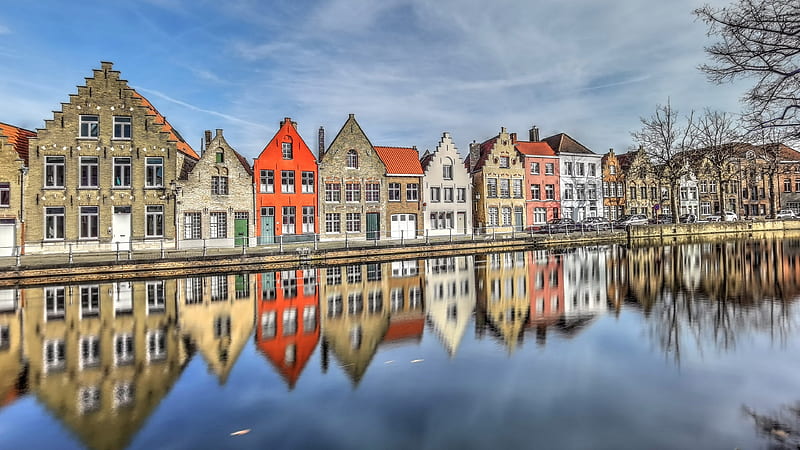 Towns, Bruges, Flanders, Reflection, HD wallpaper