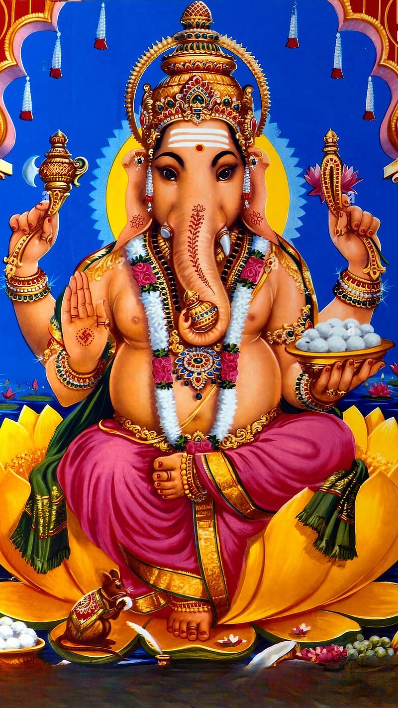 Ganesh Ji Ka, Blue Background, lord, god, ganpati ji, HD phone wallpaper