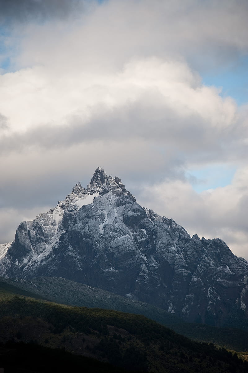 mountain, peak, clouds, landscape, HD phone wallpaper