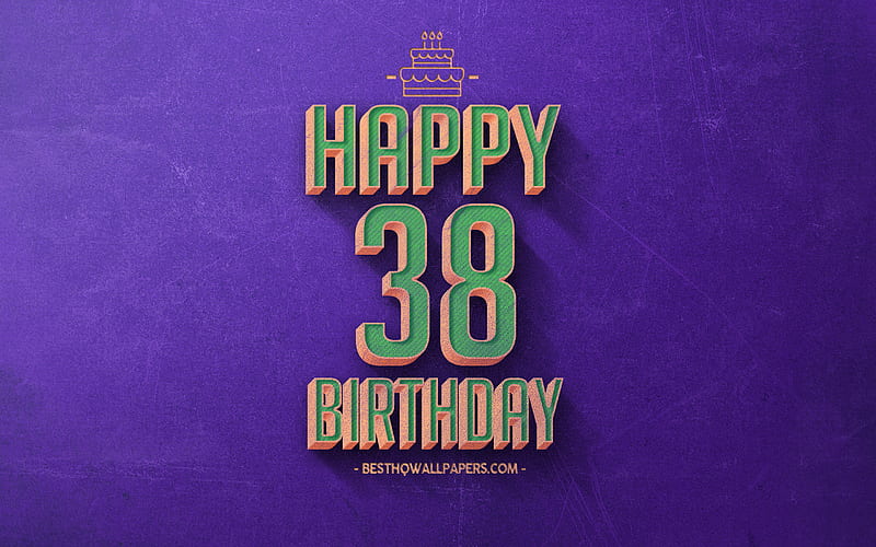 38th Happy Birtay, Purple Retro Background, Happy 38 Years Birtay, Retro Birtay Background, Retro Art, 38 Years Birtay, Happy 38th Birtay, Happy Birtay Background, HD wallpaper