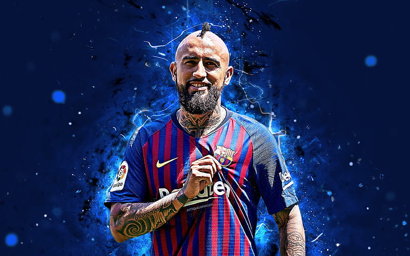 Arturo Vidal abstract art, football, Barcelona, La Liga, Vidal, Barca, footballers, neon lights, soccer, Barcelona FC, LaLiga, HD wallpaper