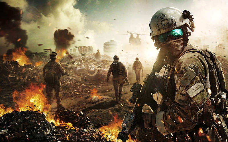 Campo de batalla, fuego, guerra, soldado, Fondo de pantalla HD | Peakpx