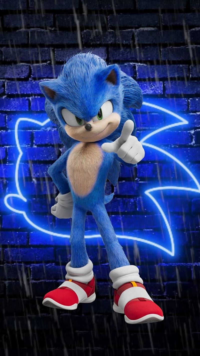 Sonic Movie 3, Blue Light Background, animated, video game, rainy effect, HD phone wallpaper