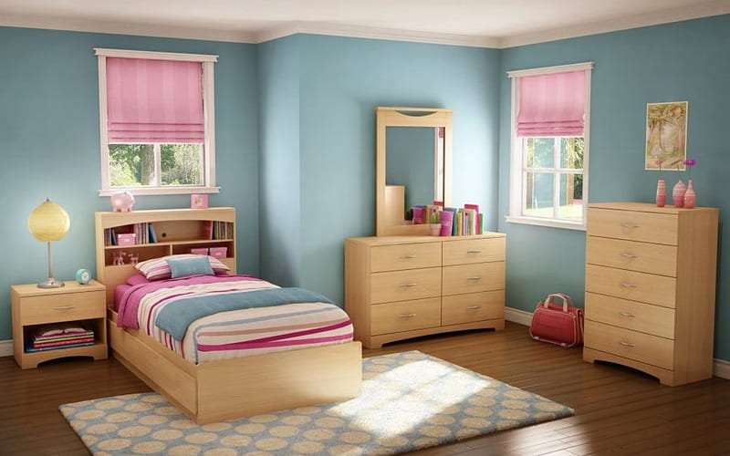 Girl's Room, interior, home, bedroom, house, HD wallpaper