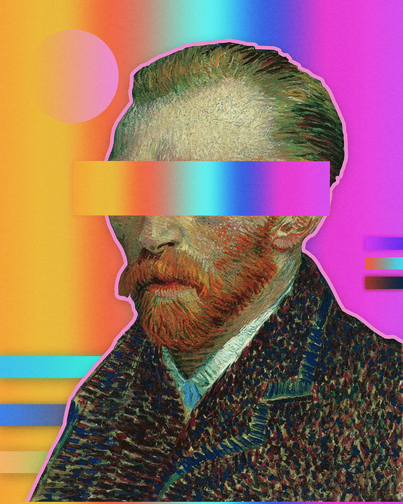 Vincent van Gogh, collage, simple, futuristic, portrait, gradient, self portraits, painters, HD phone wallpaper