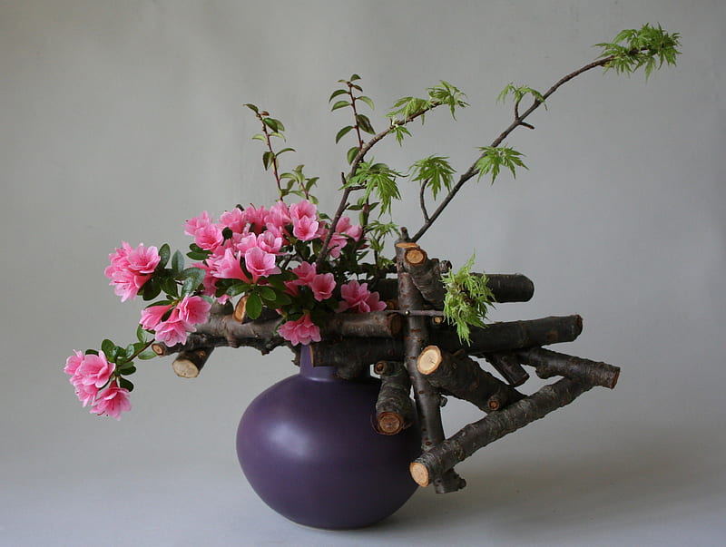 Pink Azalea, centerpiece, lovely, arrangement, pink, azalea, HD wallpaper