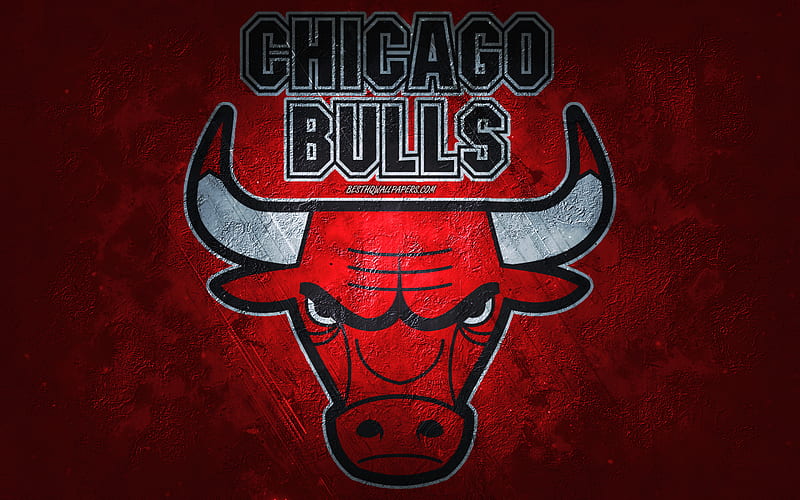 Chicago Bulls, American basketball team, red stone background, Chicago Bulls logo, grunge art, NBA, basketball, USA, Chicago Bulls emblem, HD wallpaper