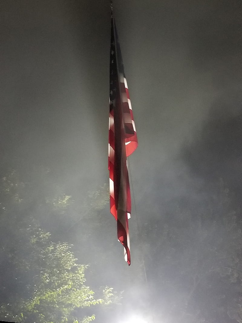 Merica, america, american flag, flag, fog, hanging, outside, HD phone wallpaper