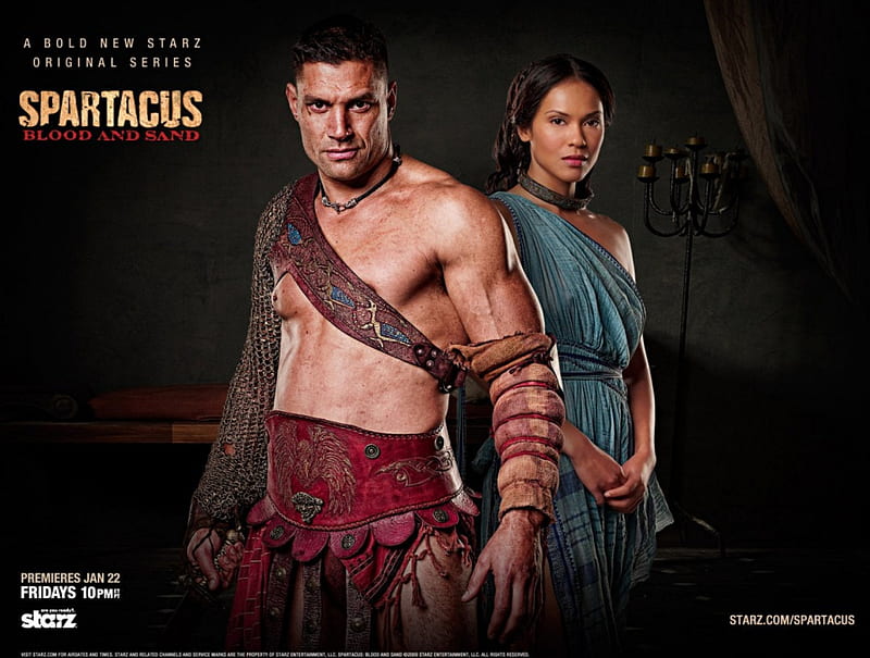 Spartacus Crixus and Naevia, spartacus, manu bennett, spartacus vengeance, naevia, spartacus blood and sand, lesley-ann brandt, crixus, HD wallpaper