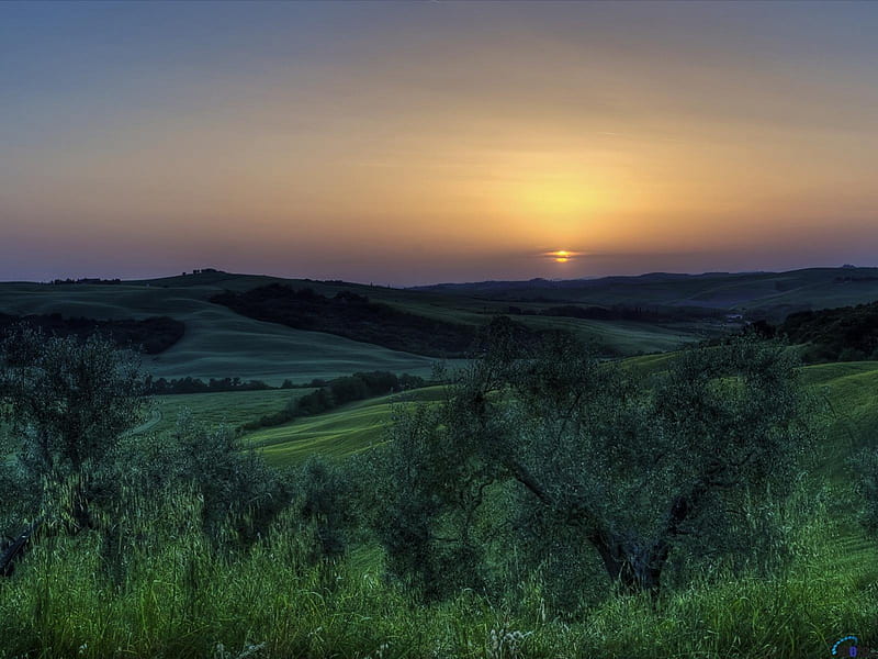 Sunset in Tuscany, sunset, sky, clouds, tuscany, HD wallpaper