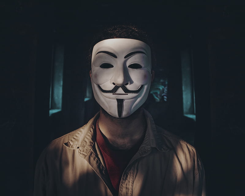 man, mask, anonymous, shadow, dark, HD wallpaper