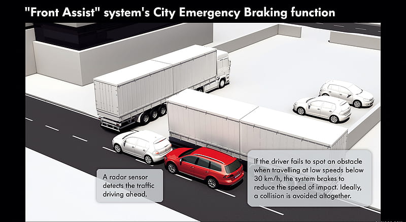 2012 Volkswagen Passat Alltrack Front Assist system's City Emergency Braking function , car, HD wallpaper