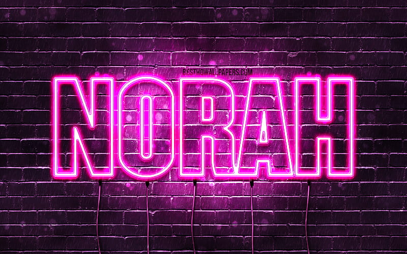 K Free Download Norah With Names Female Names Norah Name Purple Neon Lights Horizontal