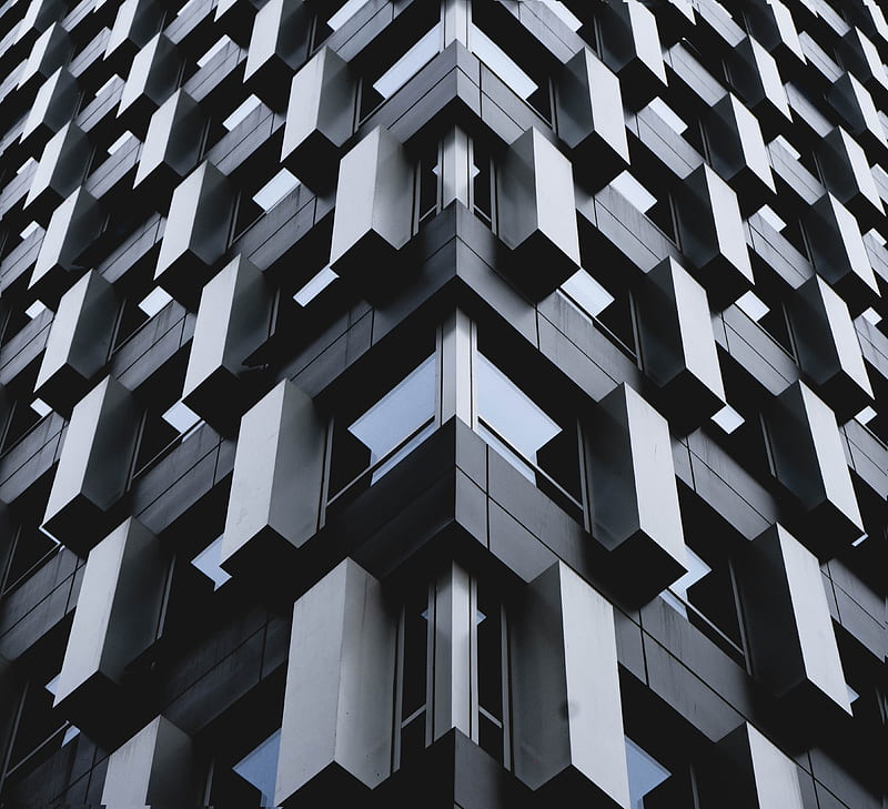 building, facade, architecture, modern, gray, HD wallpaper