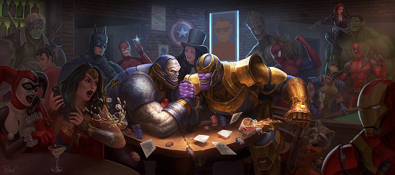 Darkseid Vs Thanos Artwork, darkseid, thanos, superheroes, artwork, HD wallpaper