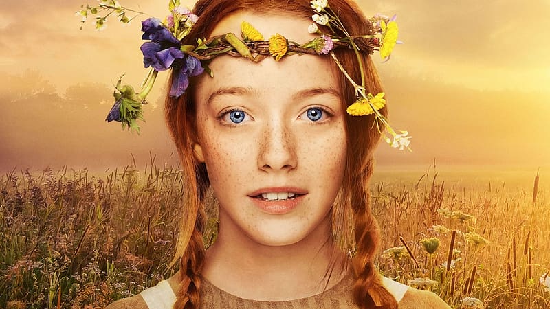 Anne Withe an E 2017 - 2019, redhead, wreath, little girl, childhood, anne with an e, amybeth mcnulty, copil, anne of green gables, tv series, flower, face, freckles, child, HD wallpaper
