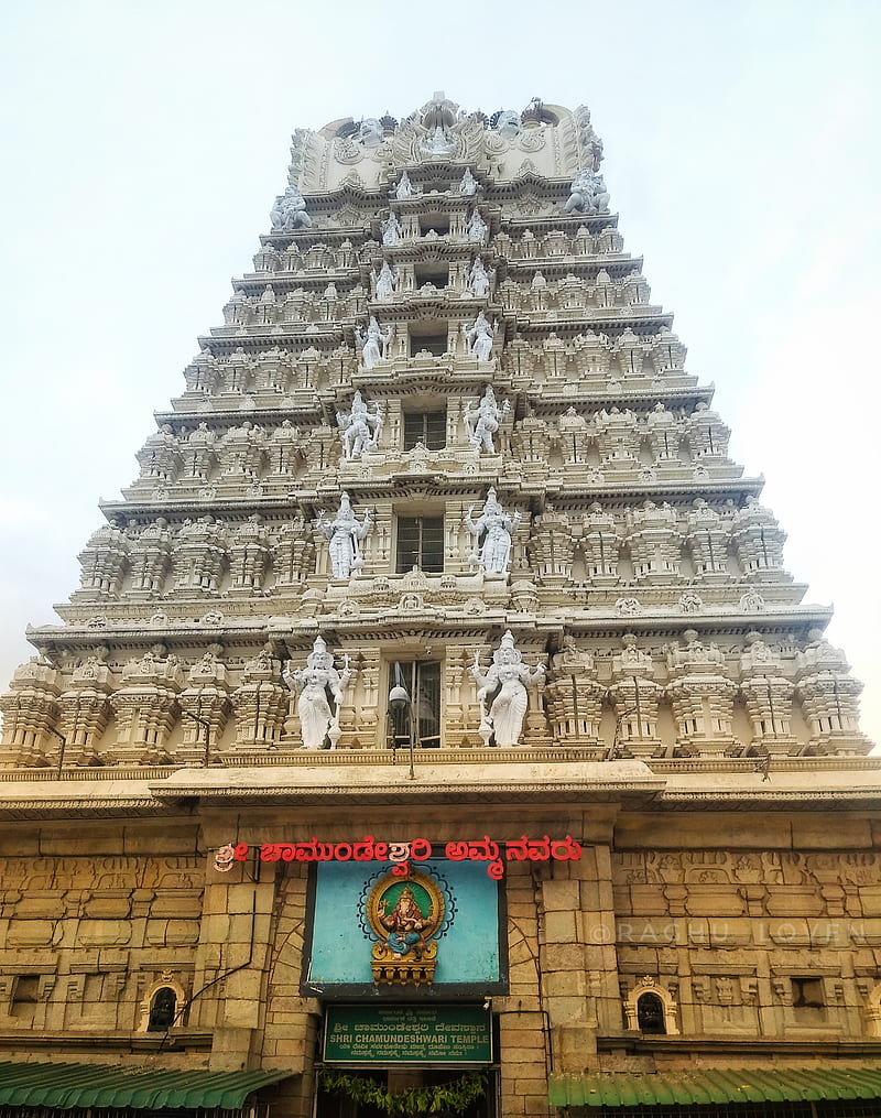 Temple, chamundeshwari temple, god, goddess, gopuram, india, karnataka, mysore, nature lover, travelling, HD phone wallpaper