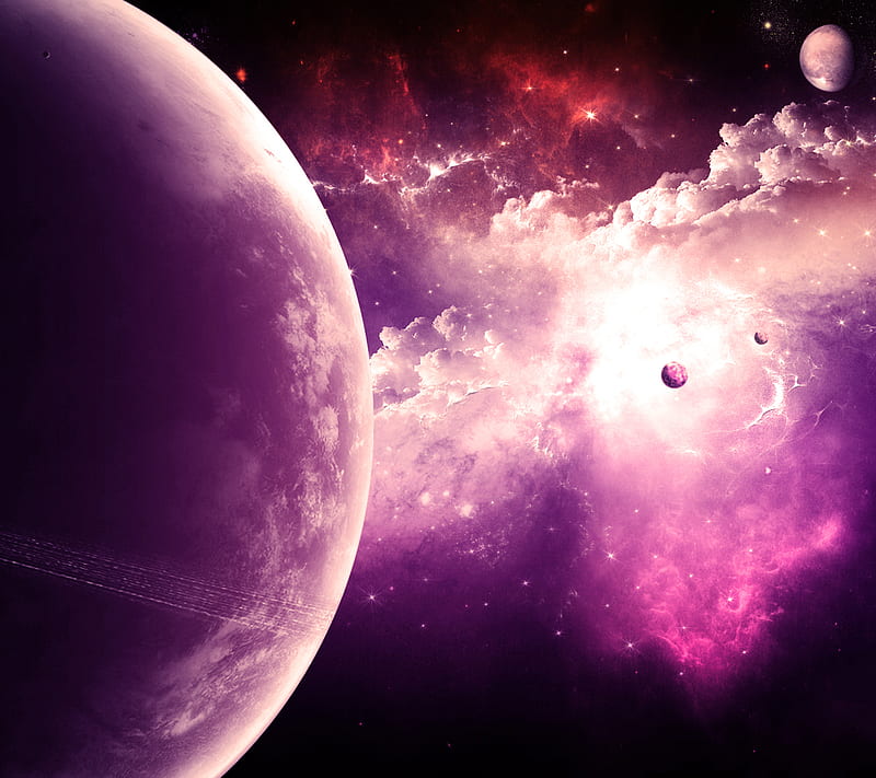 Space, galaxy, moon, planet, purple, HD wallpaper | Peakpx